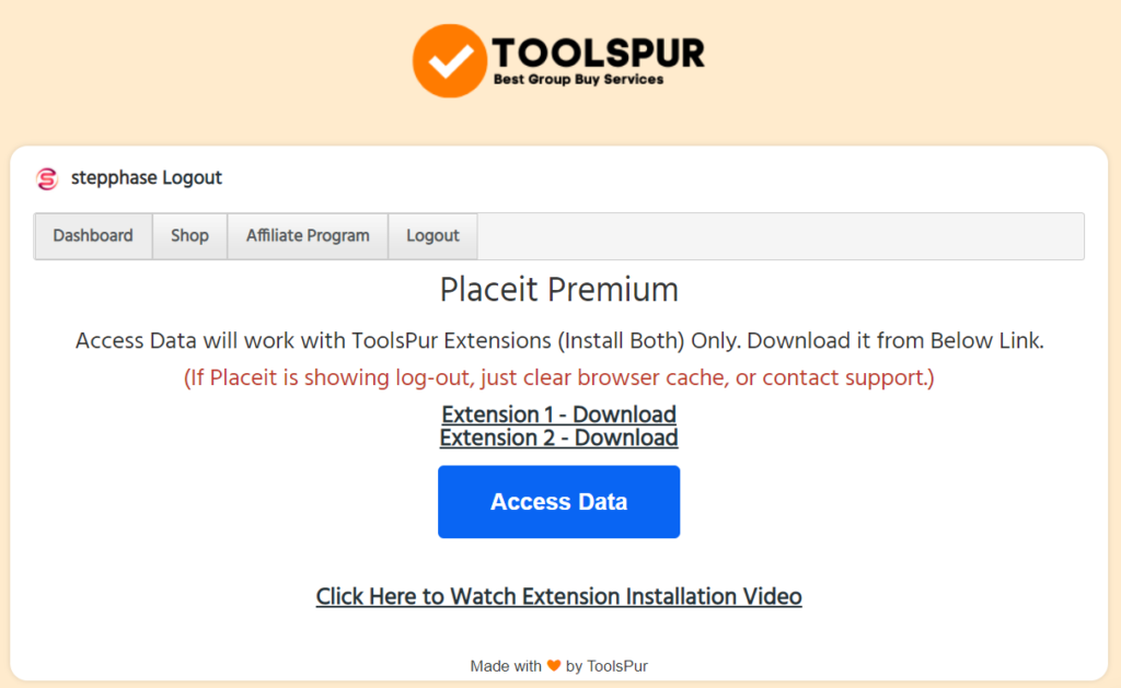 StepPhase ToolsPur Account - How to install toolspur extension