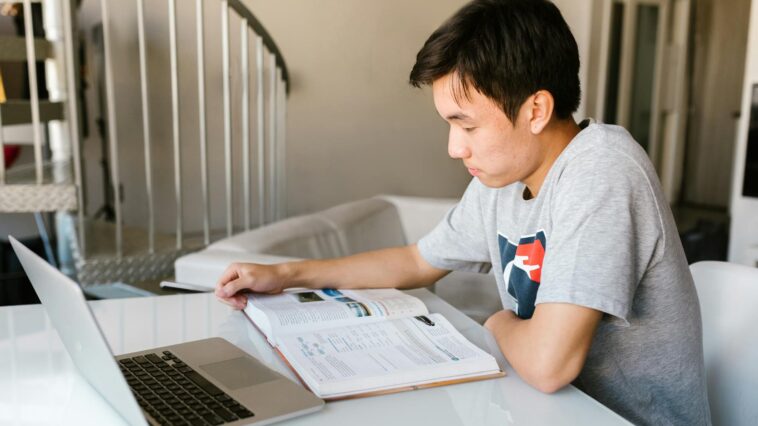 student laptop studying AI technology