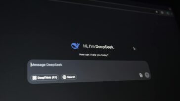 Close-up of a digital assistant interface on a dark screen, showcasing AI technology communication.