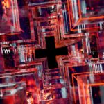 Futuristic digital cube arrangement, showcasing vibrant LED-inspired patterns and circuitry.