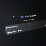 Close-up of DeepSeek AI interface on a dark screen highlighting chat functionality.