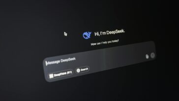 Close-up of DeepSeek AI interface on a dark screen highlighting chat functionality.