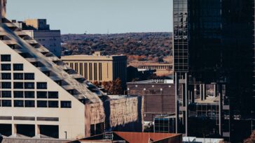 Urban cityscape of buildings in Fort Worth, Texas showcasing modern architecture.