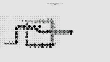 Abstract representation of a multimodal model with dots and lines on a white background.