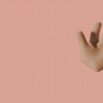 Futuristic 3D rendering of a hand making a waving gesture on a pastel background.